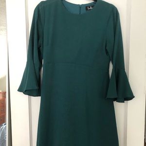 Lulus mini dress forest green with bell sleeves